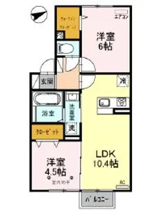 シャトーフェニックスII B【2階】の間取り