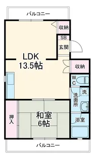 大六天マンション【1階】の間取り