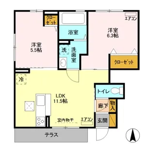 サンモールE【1階】の間取り