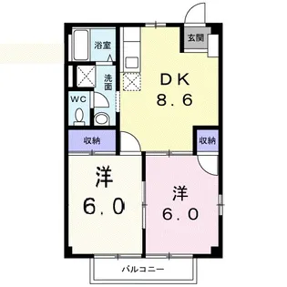 メゾンハナブサⅡ【2階】の間取り