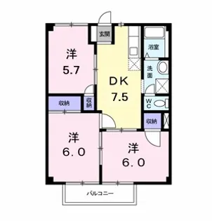 オーキッド潮見ヶ丘B【2階】の間取り