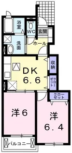 リヴァーサイド ナミキC【1階】の間取り