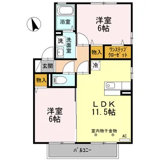 カーサフィオーレB【2階】の間取り