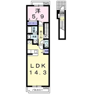 プリムローズ谷川B【2階】の間取り
