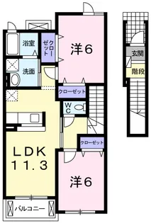 カーサ・ルーチェ【2階】の間取り
