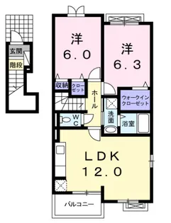 ヴィルヌーブ ネオ 壱番館【2階】の間取り