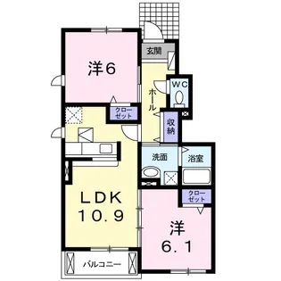 ネオシティ葵B【1階】の間取り