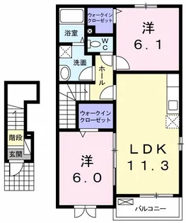 プリマヴェーラK B【2階】の間取り
