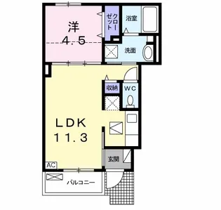 レジデンス江添Ⅱ【1階】の間取り