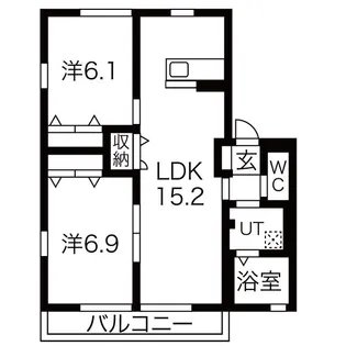 ライブオークみのわB【101号室】の間取り