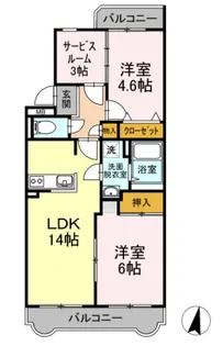 ハビテーションWADAⅢ【4階】の間取り