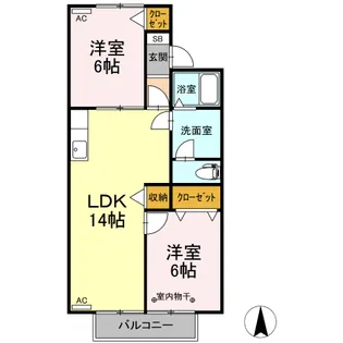 ビューラー宮田【1階】の間取り