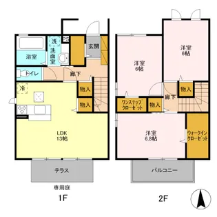 カーサ リッカ II【101号室】の間取り