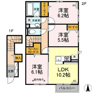 ヴィラ レガーロ A【2階】の間取り