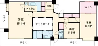 センターハイツ梅ヶ丘【702号室】の間取り