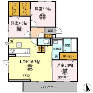 アンソレイエ A棟【1階】の間取り