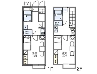 レオパレスカスカータ【102号室】の間取り
