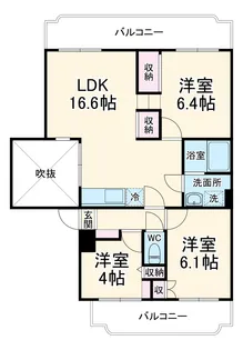 厚木国際飯山レジデンスC棟【2階】の間取り