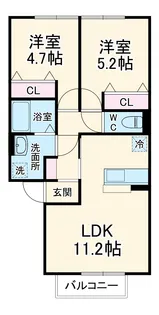グラマードマレ B【2階】の間取り