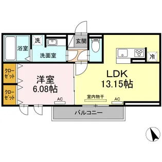 グランディール緑丘【202号室】の間取り