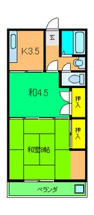 洛西マンション№2【401号室】の間取り