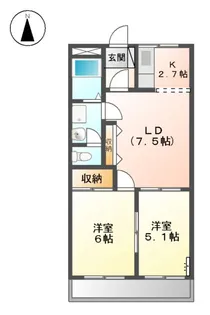 ラフィーネ中央台【102号室】の間取り