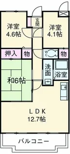 コンプリチェKATAYAMA【103号室】の間取り