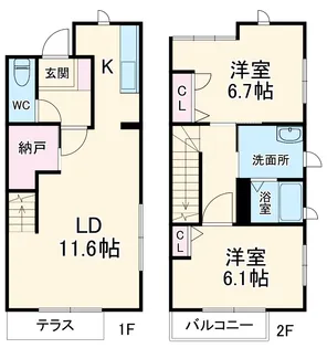 パルモガーデン【エー号室】の間取り