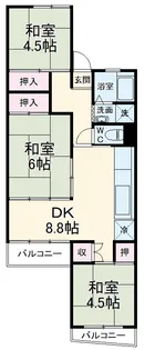 南永田団地1−3号棟 【308号室】の間取り