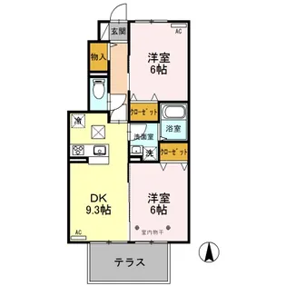 セジュールラソワ B【102号室】の間取り