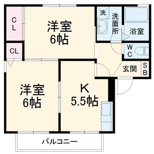 ツインセジュールB【203号室】の間取り