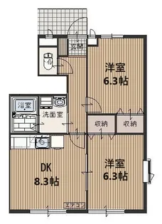 オリエンタル・コートA【1階】の間取り