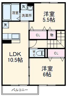 アビタシオンプリュネⅡ【2階】の間取り