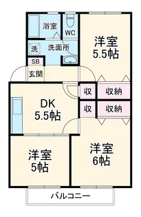 ドリームハイツカワセⅡ【1階】の間取り