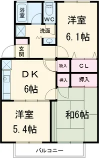 ドリームハイツカワセⅡ【2-B号室】の間取り
