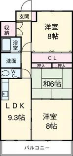 エステート垣戸【602号室】の間取り