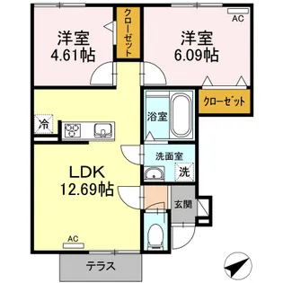 セゾン拾石 C棟【102号室】の間取り