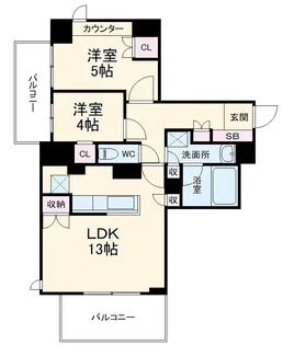 ドゥーエ大宮【7階】の間取り