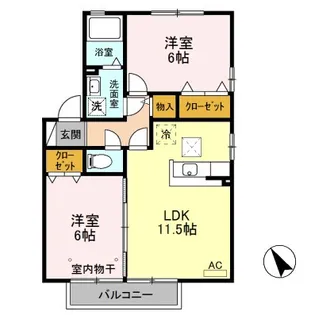 フラワーレジデンスリレント B【1階】の間取り