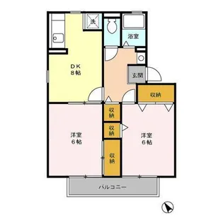 ハイカムール東台 D【2階】の間取り
