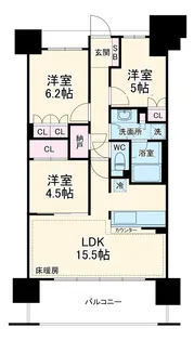 ライオンズ茅ヶ崎ザ・アイランズ Ⅰ街区【8階】の間取り