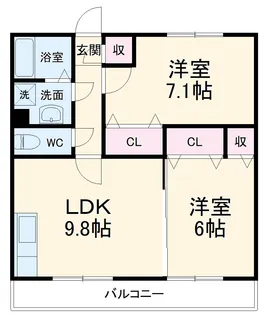 コンフォールOHSHITA【202号室】の間取り
