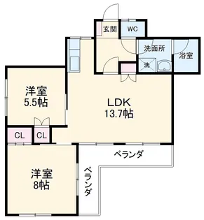 南山パストラルコート【1B号室】の間取り