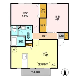 フラワーレジデンスソレイユ A【2階】の間取り