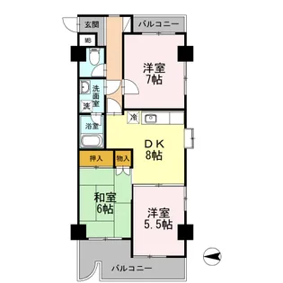 スカイハイツYOSHIMI【6階】の間取り