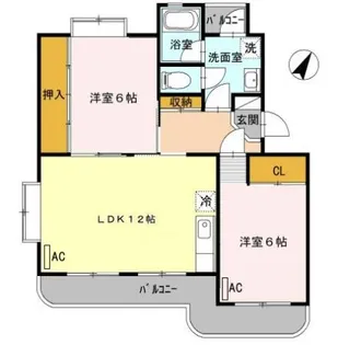 サンハイツ中浜【2階】の間取り