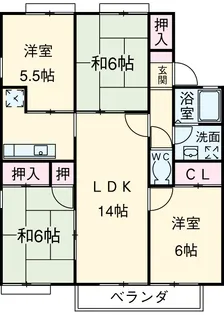 ジュネス若松【2階】の間取り