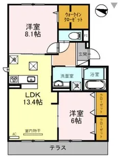 ソレアード嵯峨Ⅱ【101号室】の間取り
