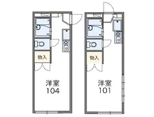 レオパレス駒の舞【104号室】の間取り