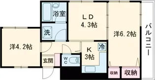 グリーンキャピタル石川台【4階】の間取り